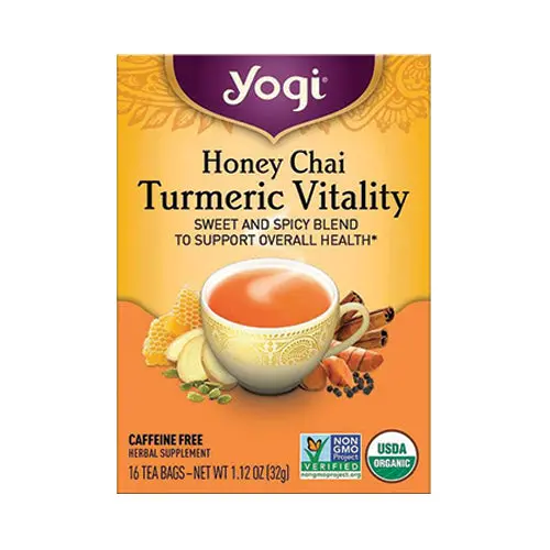 Organic Turmeric Chai Tea – Honey-Spiced Vitality Blend, 16 Bags 1