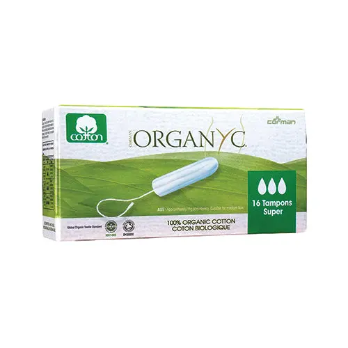 Organyc Organic Cotton Tampons – Super Absorbency, 16 Count, Non-Applicator 1