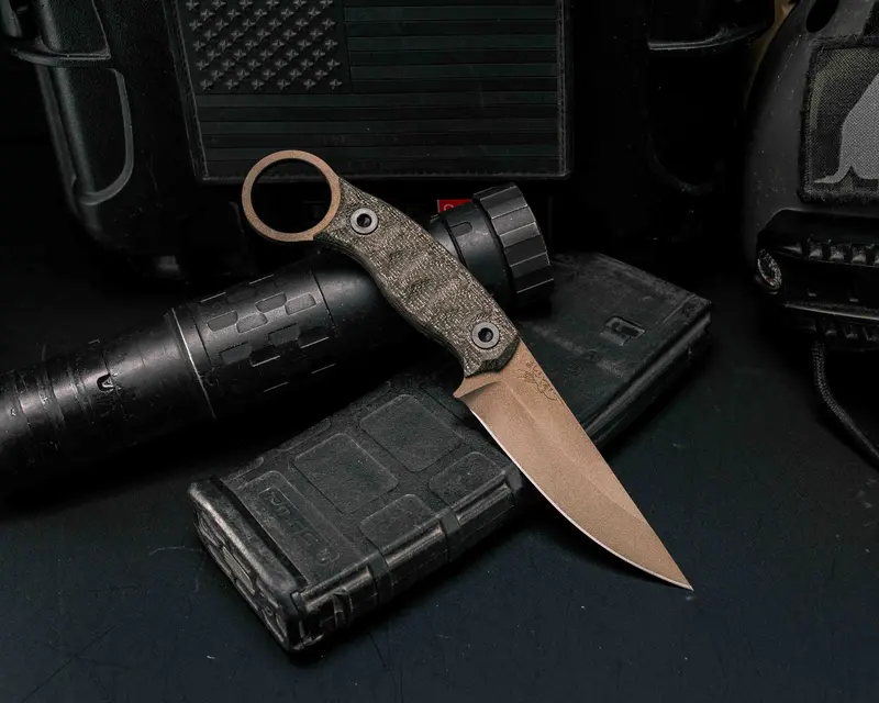 Osoraku 3-Inch Mini Edc Knife With Od Green Canvas Micarta Scales, Midnight Bronze Cerakote Blade, And Textured Tactical Handle 1