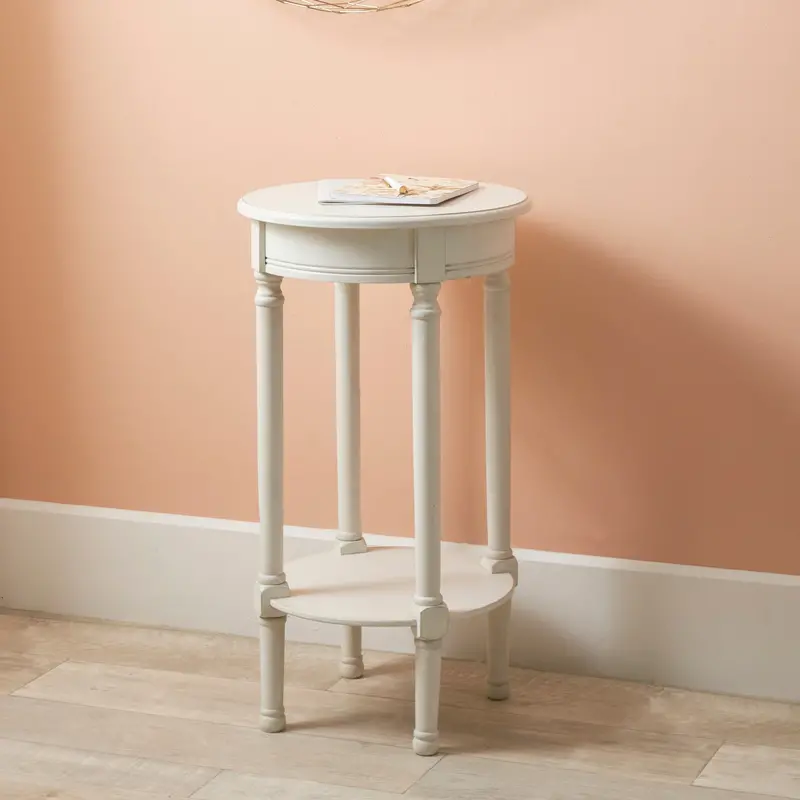 Pacific Lifestyle Heritage Elizabeth Round Accent Table In White Pine Wood 1