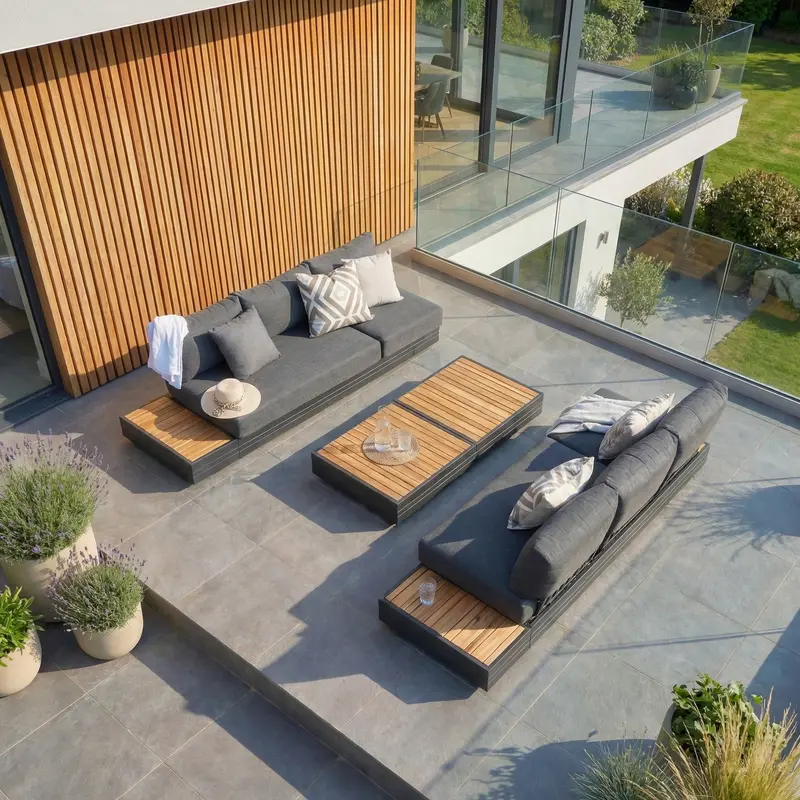 Panama 3-Seater Outdoor Sofa With Integrated Sun Lounger – Charcoal 1
