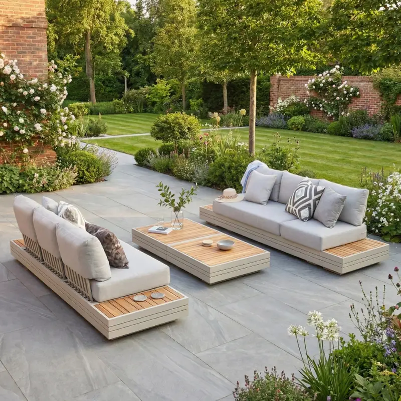 Panama 3-Seater Sofa With Integrated Sun Lounger – Latte Tone 1