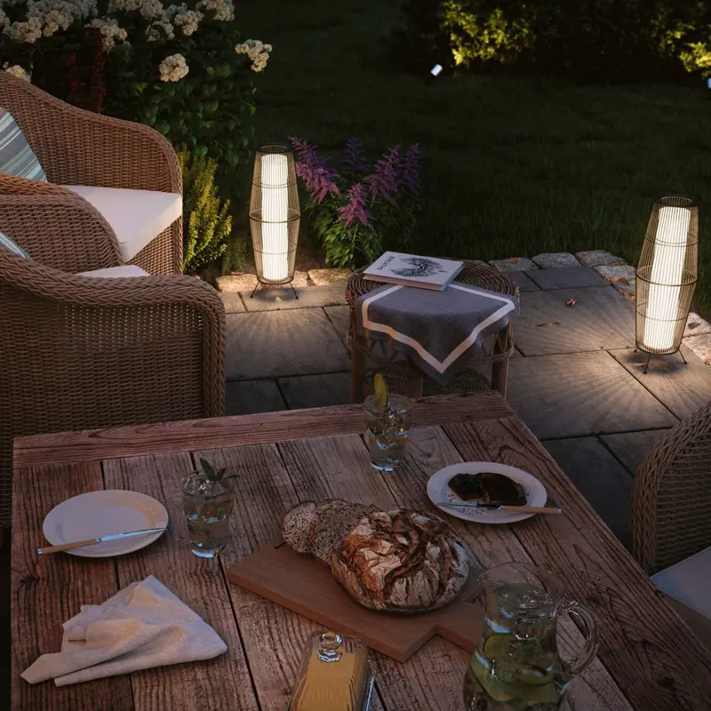 Paulmann Basket Floor Lamp – 8W Led, 60Cm Brown Outdoor Standing Light 1