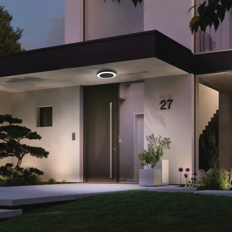 Paulmann Circula Dusk 15W Anthracite Outdoor Led Ceiling Light With Motion Detection 1