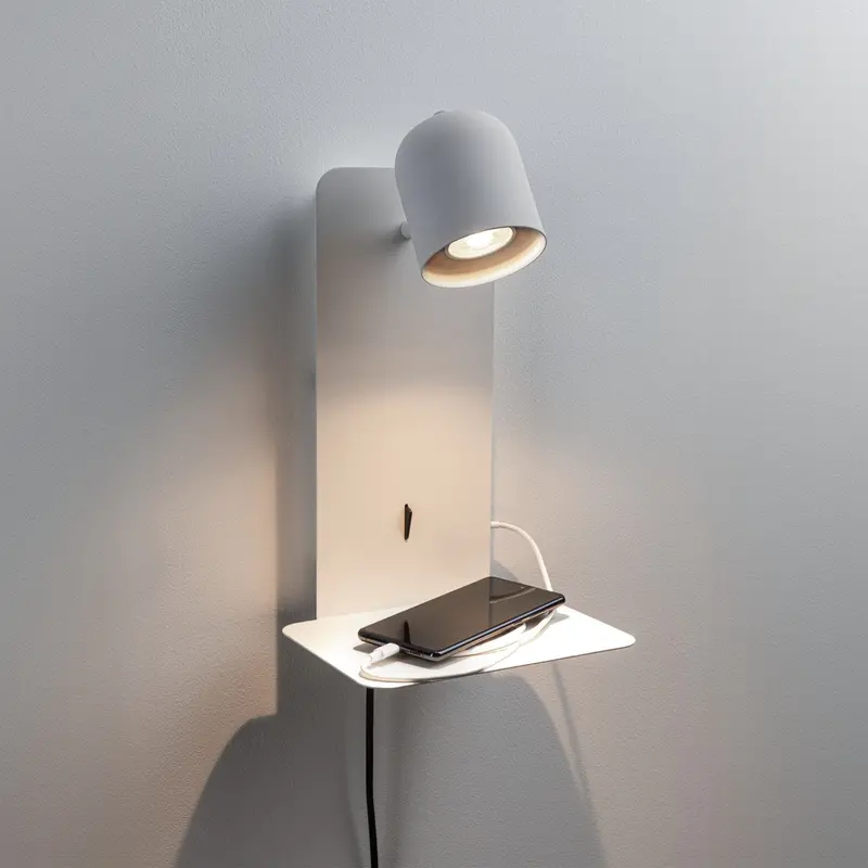 Paulmann Malena 5W White Matte Wall Lamp With Usb Charging Capability 1