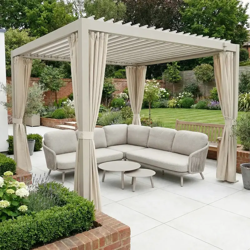 Pergostet Latte Side Curtains For 3M X 3M Lite & Lite Neo Square Pergola 1