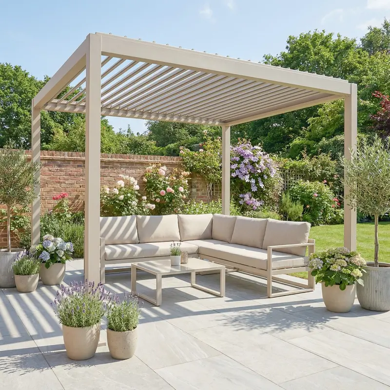 Pergostet Lite Metal Rectangular Pergola (2.4M X 3M) – Warm Latte Finish 2