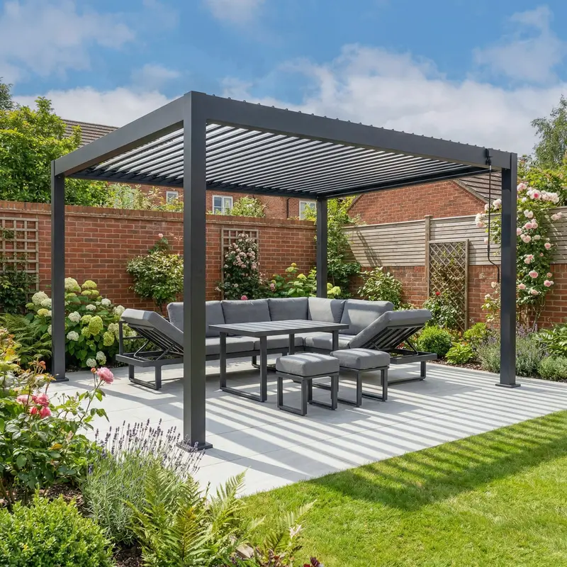 Pergostet Lite Metal Rectangular Pergola (3M X 4M) – Graphite Grey 1