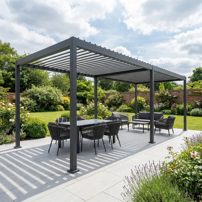 Pergostet Lite Neo Metal Rectangular Pergola (3M X 7M) – Graphite Grey 1