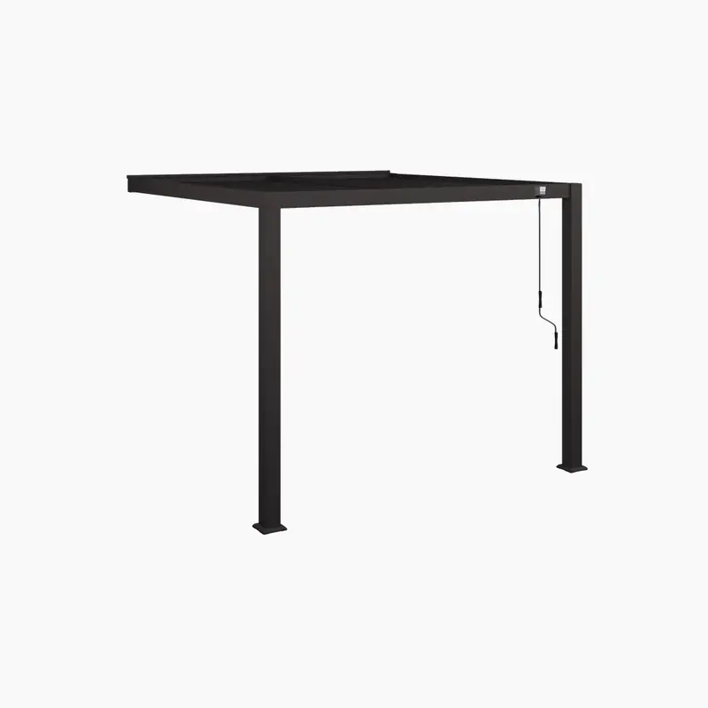 Pergostet Plus 3M X 3M Wall-Mounted Square Pergola Frame With Built-In Led Lights – Grey 1