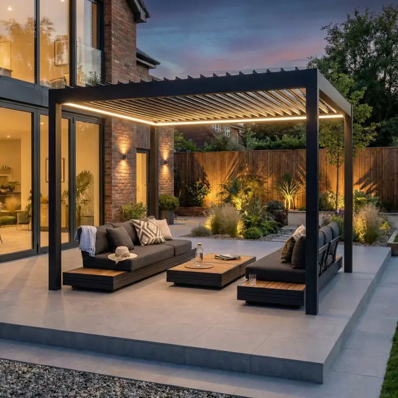 Pergostet Pro Frame-Only Square Pergola (3M X 3M) With Integrated Led Lighting – Graphite Grey 1