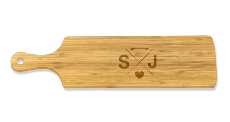 Personalized Long Bamboo Serving Board With Monogram 1
