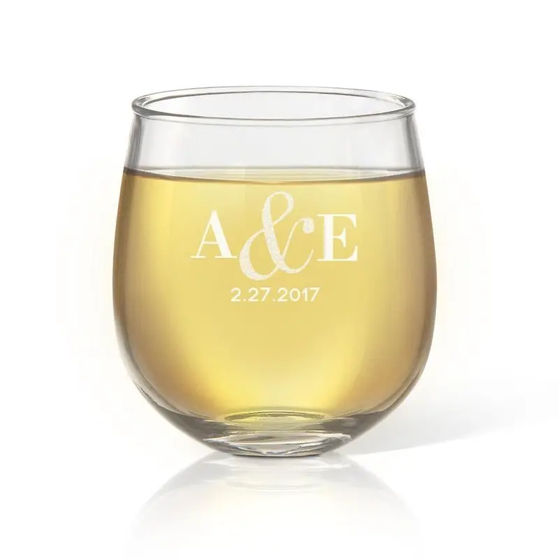Personalized Stemless Wine Glass – Commemorative Date Edition 1