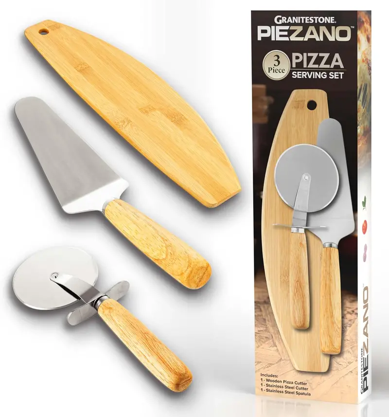 Piezano Pizza Oven 3-Piece Serving Set – Cutting Board, Spatula & Brush 1