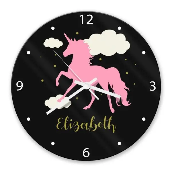 Pink Unicorn Glass Clock – Magical Kids' Room Or Nursery Wall Decor 1