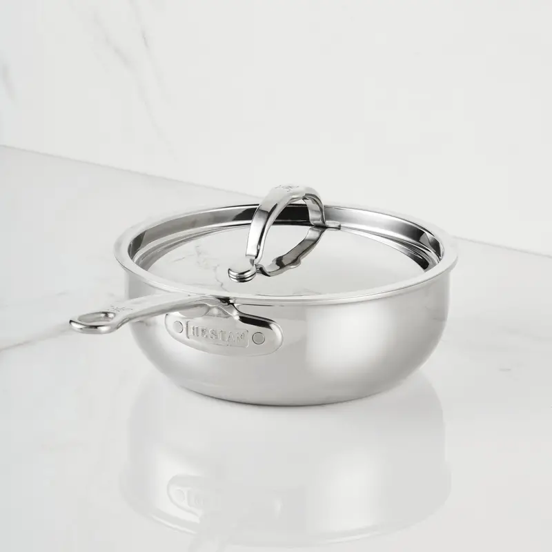 Polished Clad Stainless Steel 2-Quart Saucier Pan With Loop Handle 1