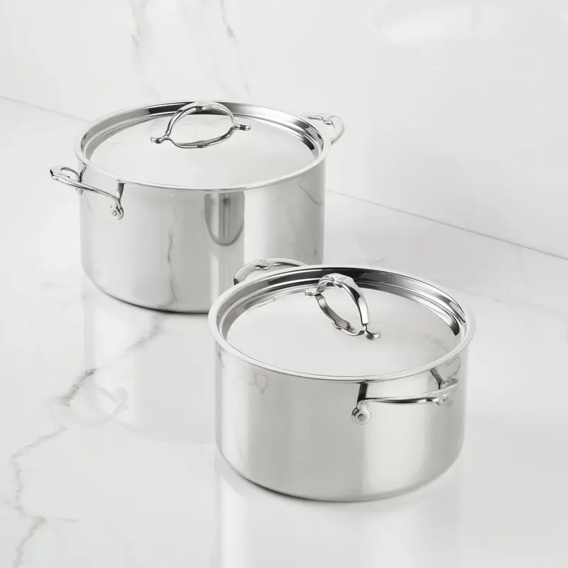 Polished Clad Stainless Steel Stockpot With Reinforced Lid 1