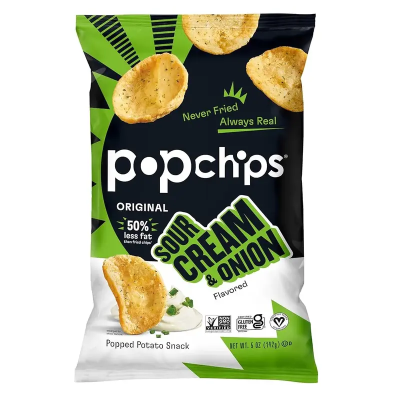 Popchips Sour Cream & Onion Potato Crisps – Lightly Baked, 142G 1