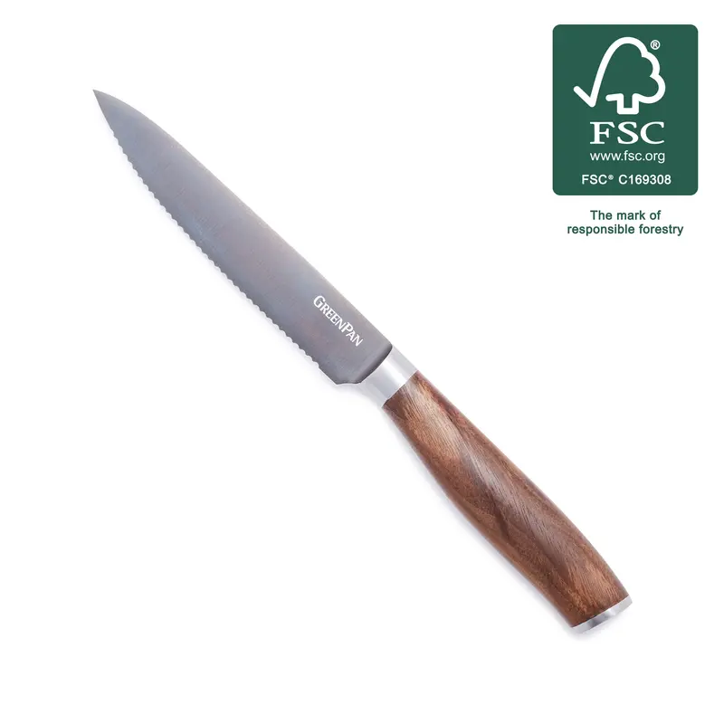 Premiere Titanium 5-Inch Serrated Utility Knife – Walnut Handle 1