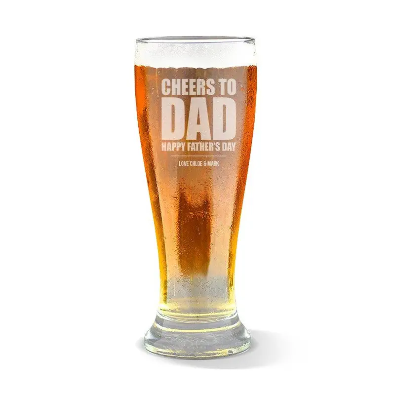 Premium 'Cheers To Dad' Beer Glass – 425Ml Heavy-Based Tumbler 1