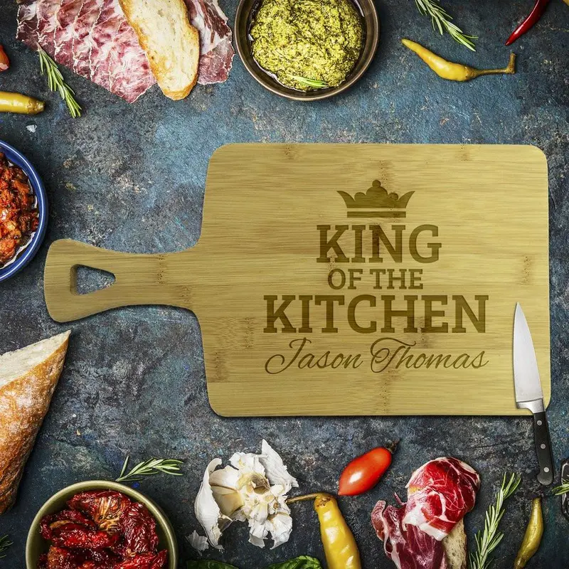 Premium Rectangle Bamboo Serving Board – 'King Of The Kitchen' Edition 1