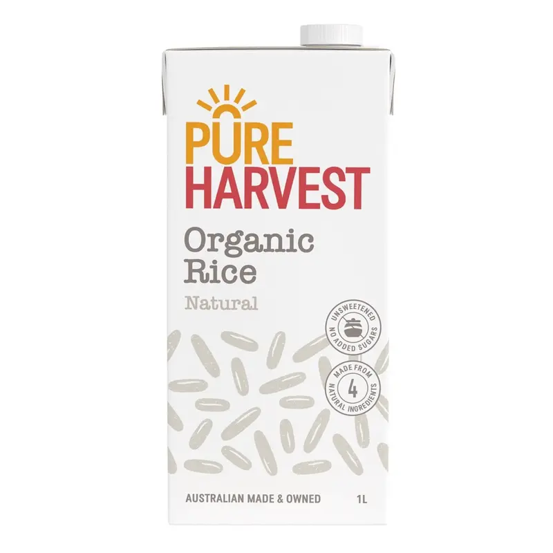 Pure Harvest Organic Unsweetened Rice Milk – Plant-Based, 1 L 1