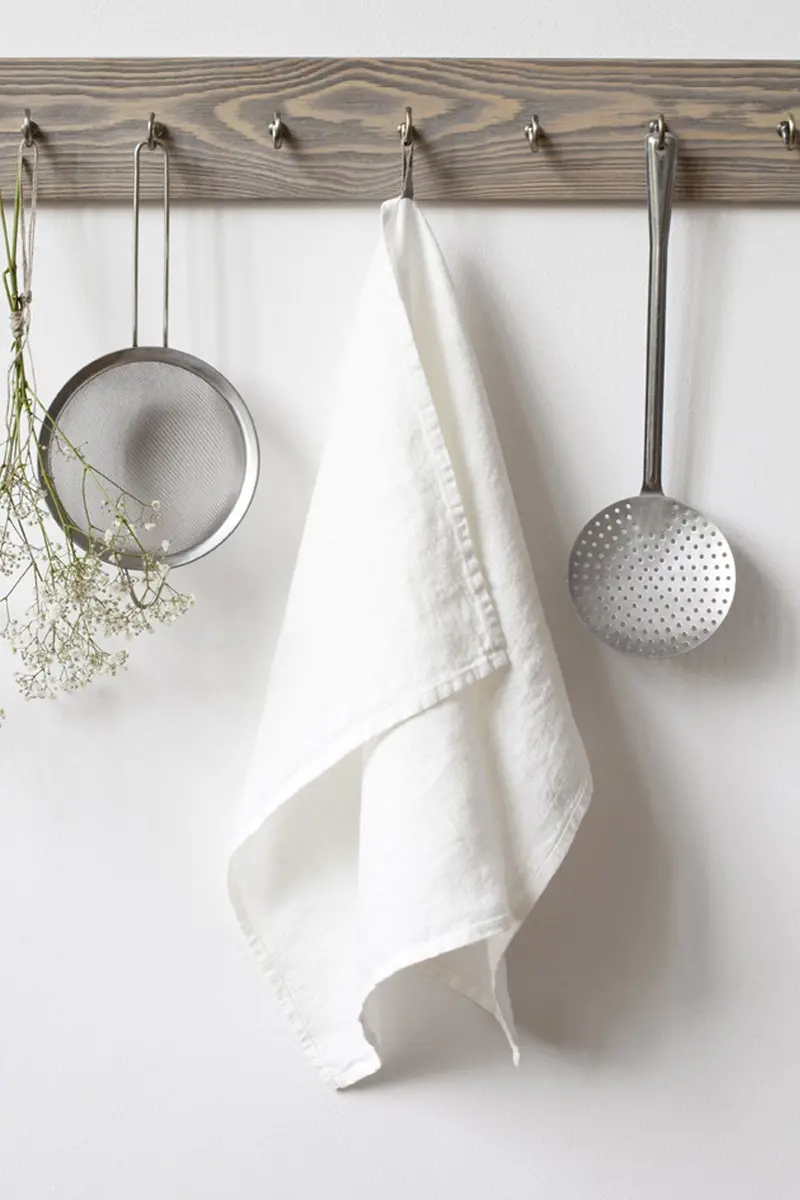 Pure White Linen Kitchen Dish Towel 1