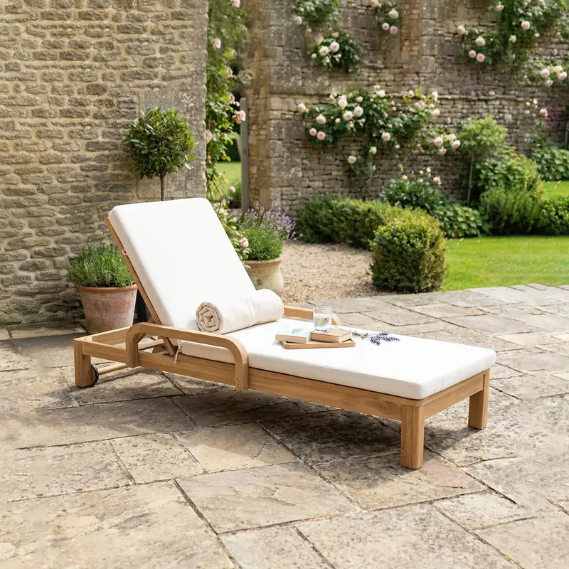 Quay Sun Lounger – Linen-Textured Ergonomic Outdoor Recliner 1