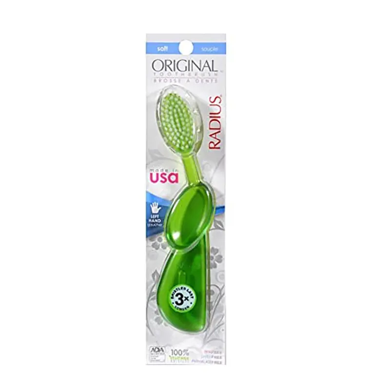 Radius Original Left-Handed Toothbrush — Ergonomic Design, Assorted Colors 1