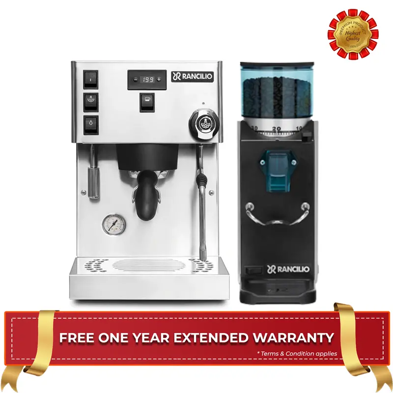 Rancilio Silvia Pro X + Rocky Doserless Espresso Combo – All-In-One Espresso System 1