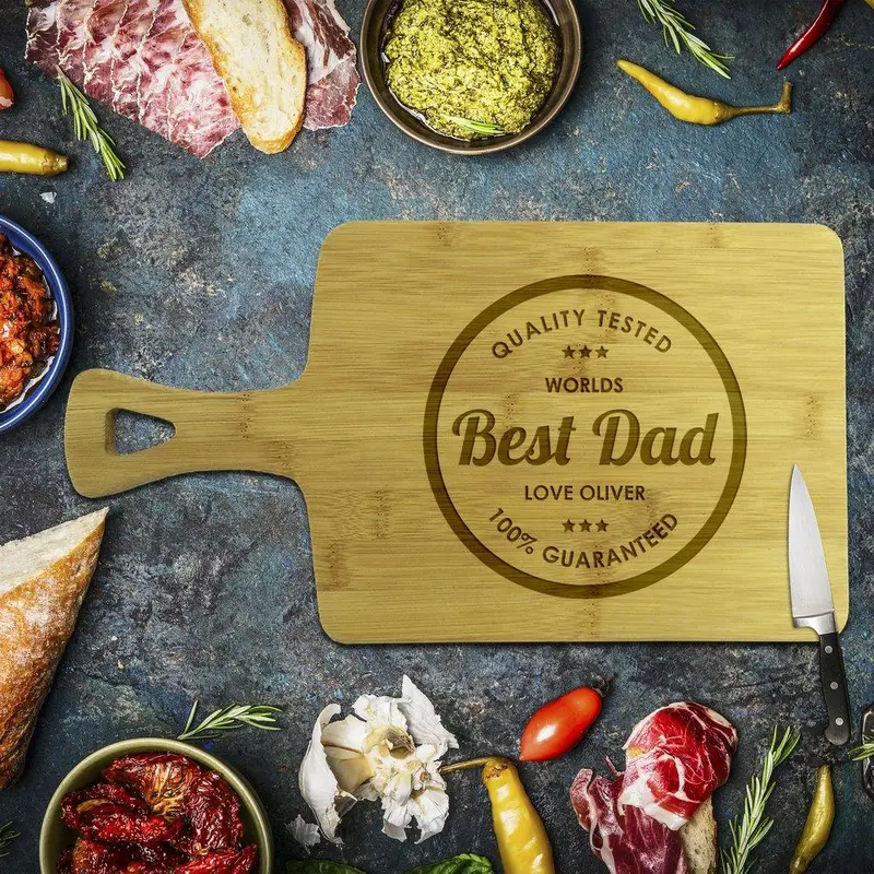 Rectangle Bamboo Serving Tray – 'Best Dad' Entertaining Essential 1