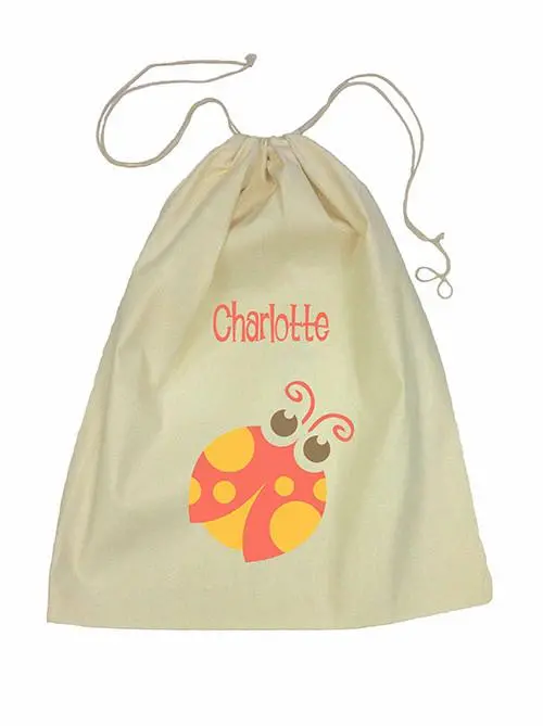 Red Beetle Drawstring Bag – Bold Insect-Printed Pouch 1