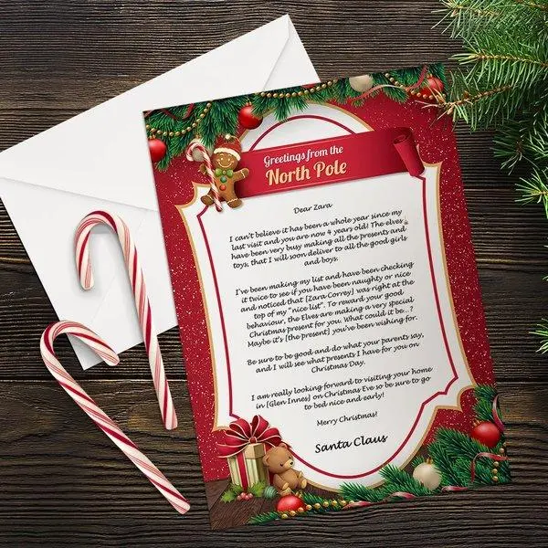 Red Santa Letter Template For Holiday Messages 1