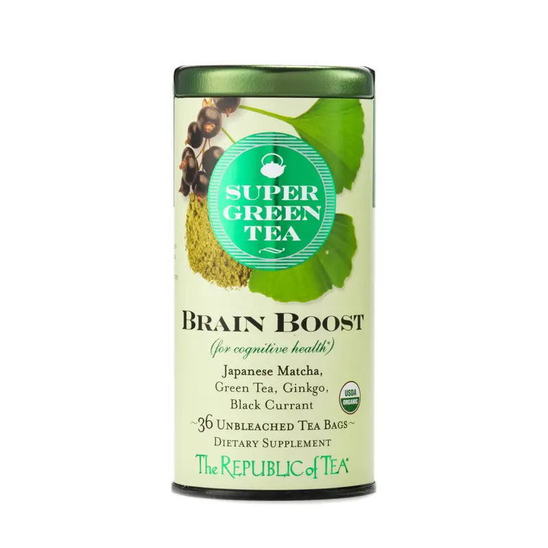 Republic Of Tea Brain Boost Supergreen Tea – Organic Antioxidant Blend, 36 Bags 1
