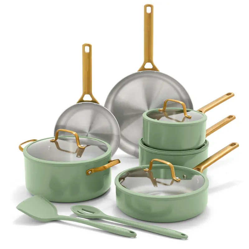 Reserve Pro 12-Piece Stainless Steel Cookware Set In Sage 1