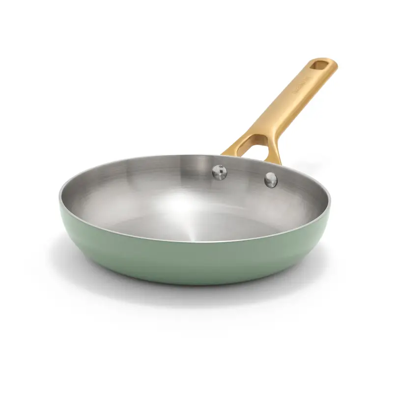 Reserve Pro 8-Inch Uncoated Stainless Steel Frypan – Sage Green Handle 1