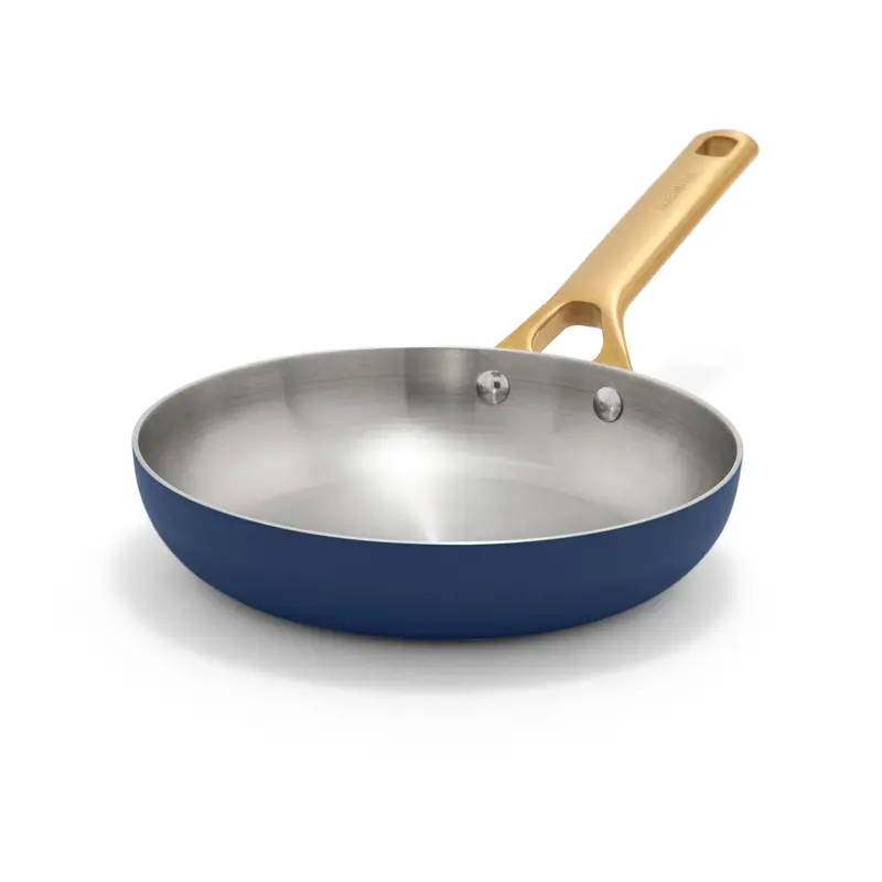 Reserve Pro 8-Inch Uncoated Stainless Steel Frypan – Twilight Navy Handle 1