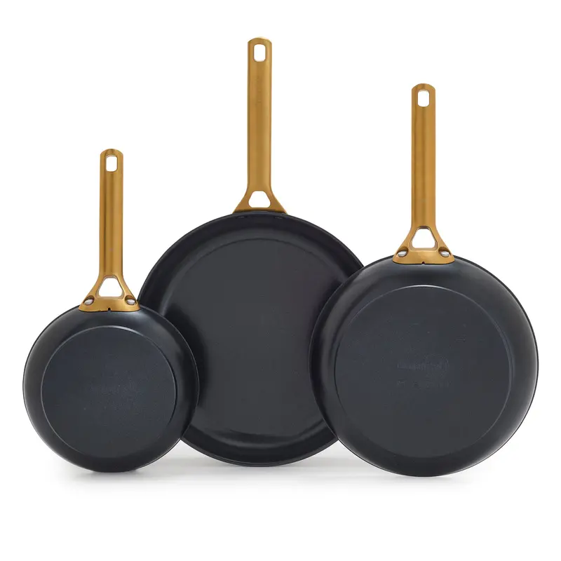 Reserve Pro Ceramic Nonstick Fry Pan Set (8", 10", 12") In Matte Black 1
