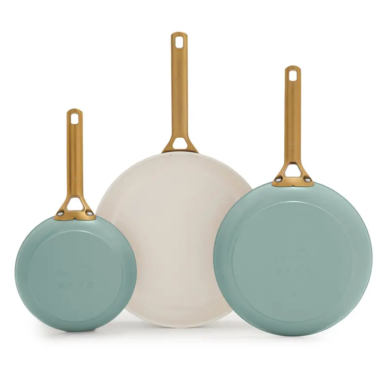 Reserve Pro Ceramic Nonstick Fry Pan Set (8", 10", 12") In Moss Green 1