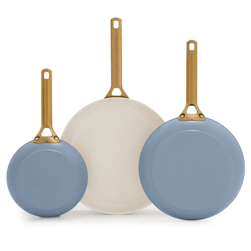Reserve Pro Ceramic Nonstick Fry Pan Set (8", 10", 12") In Ocean Blue 1