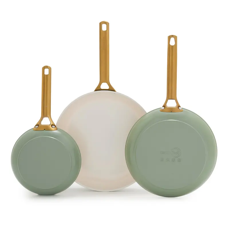 Reserve Pro Ceramic Nonstick Fry Pan Set (8", 10", 12") In Sage Green 1