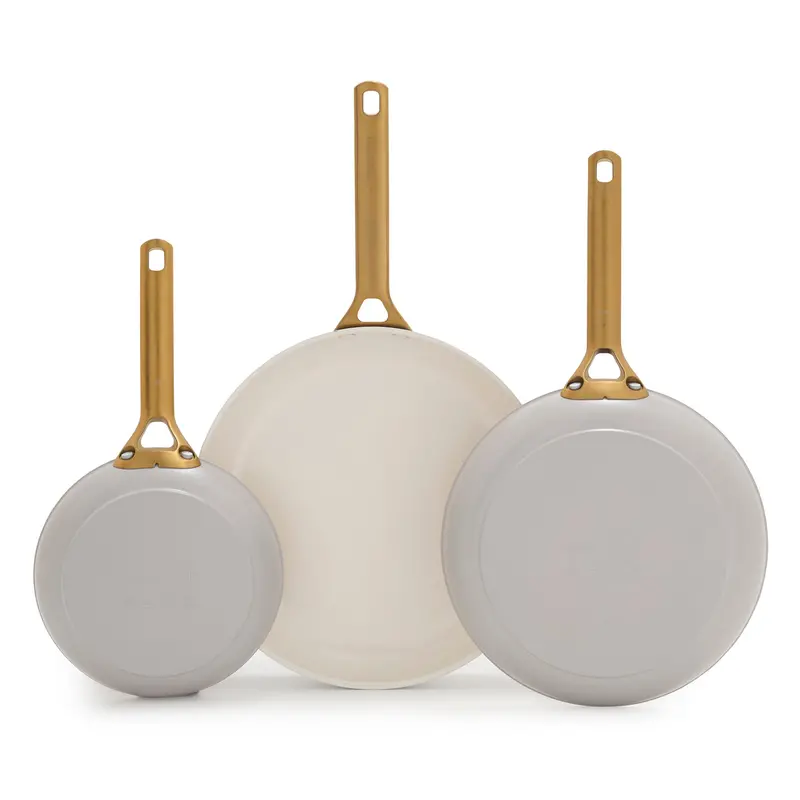 Reserve Pro Ceramic Nonstick Fry Pan Set (8", 10", 12") – Oyster Finish 1