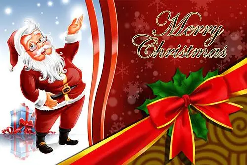Ribbon-Adorned Santa Holiday Postcard 1