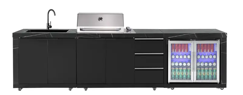 Rockpool 4B Drop-In Outdoor Kitchen — Sintered Stone Benchtops, Weatherproof Aluminium Cabinets, Fridge & Sink 1