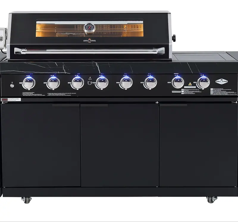Rockpool Black 6-Burner Designer Outdoor Bbq Kitchen With Wok Station – Lpg (Bbq Unit Only; Fridge & Sink Not Included) 1