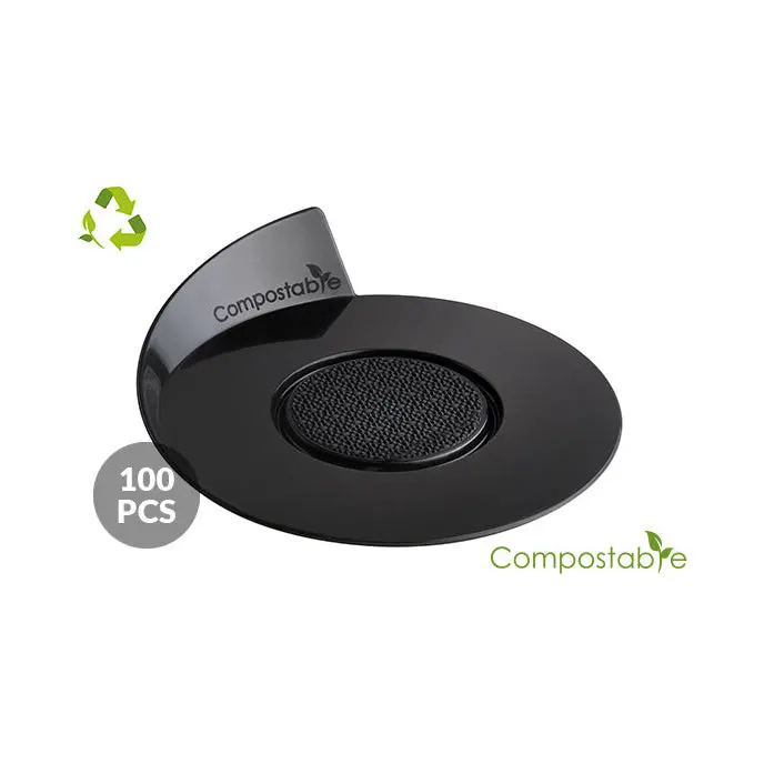Round Compostable Dessert Trays – Silikomart Black Ø86 Mm Eco-Conscious Presentation Plates 1