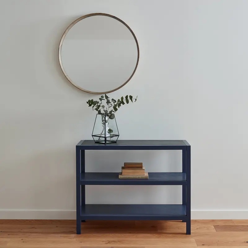 Round Wall Mirror With Solid Wood Frame – Natural Taupe Finish, Pacific Lifestyle 1