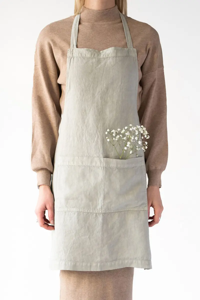 Sage Green Linen Chef'S Apron 1