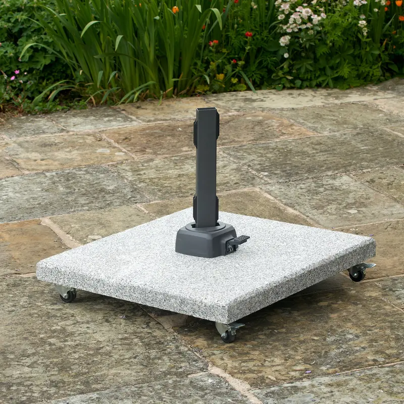 Salerno Hammered Grey Granite Parasol Base – 90Kg Wheeled, Pacific Lifestyle 1