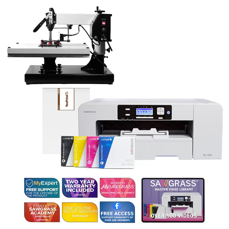 Sawgrass Sg1000 Sublijet Printer + Signature Series 16" X 20" Swing-Away Heat Press 1